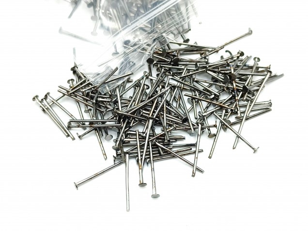 100 chandelier connecting pins aged black nickel 16mm x 0.8mm 2mm head 