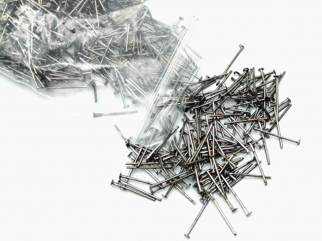 100 chandelier connecting pins aged black nickel 16mm x 0.8mm 2mm head 