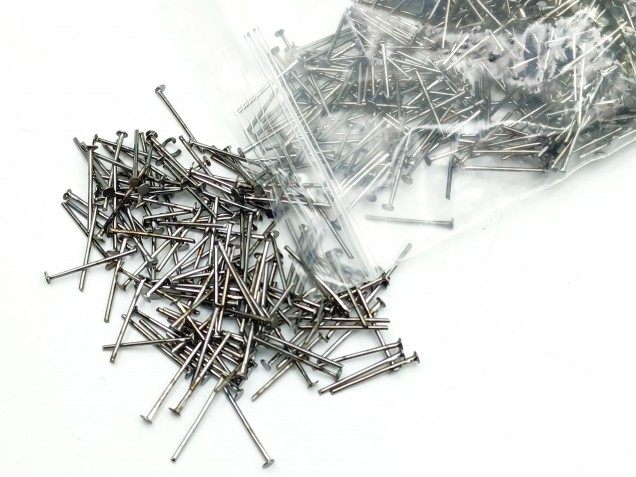 100 chandelier connecting pins aged black nickel 16mm x 0.8mm 2mm head 