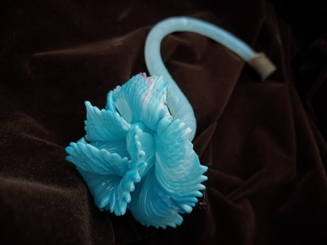 Antique Murano chandelier blue flower with milky blue glass stem