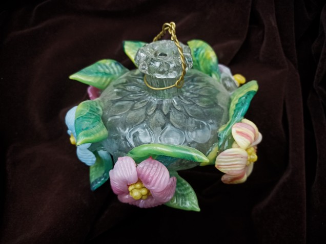 Antique Venetian Chandelier lower ball flowers and leaves