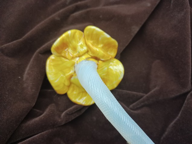 Antique Murano Yellow Glass Chandelier Flower 