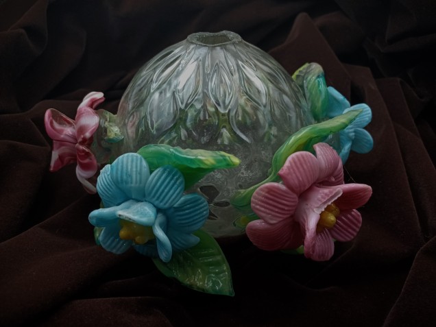 Antique Venetian Chandelier centre stem ball flowers and leaves