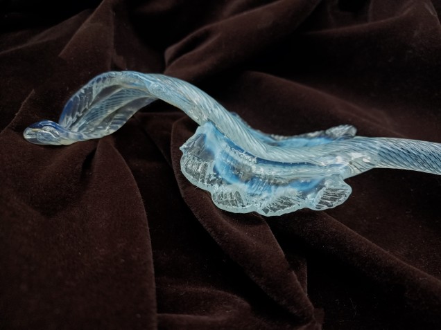 Murano Chandelier Leaf  Milky Blue  And Clear Antique Glass