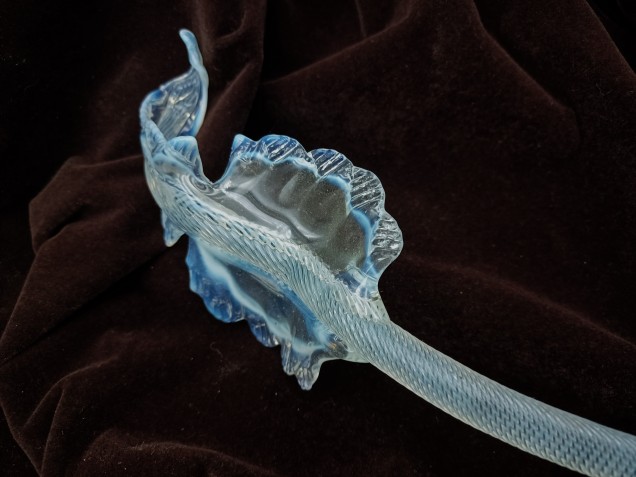 Murano Chandelier Leaf  Milky Blue  And Clear Antique Glass