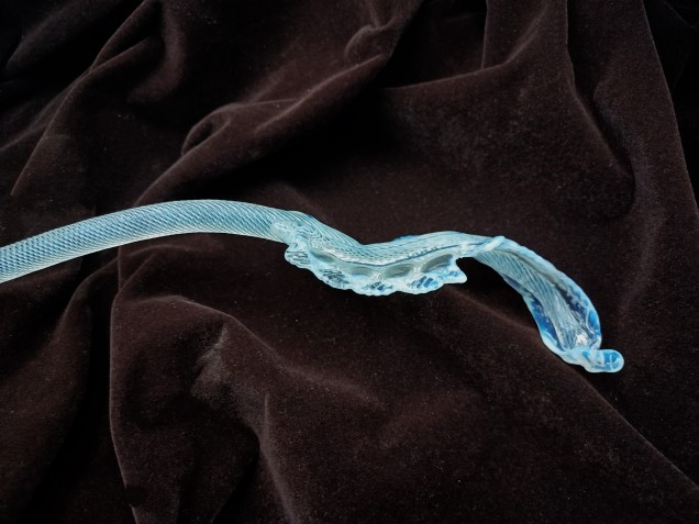 Murano Chandelier Leaf  Milky Blue  And Clear Antique Glass