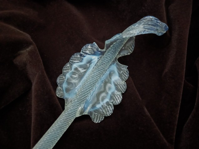Murano Chandelier Leaf  Milky Blue  And Clear Antique Glass