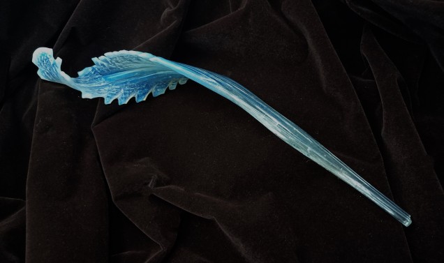 Murano Chandelier Leaf  Milky Blue Antique Glass