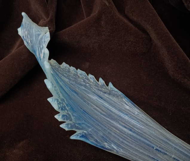 Murano Chandelier Leaf  Milky Blue Antique Glass