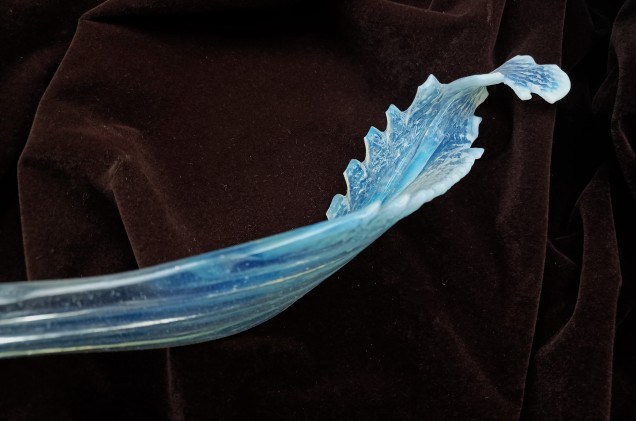 Murano Chandelier Leaf  Milky Blue Antique Glass