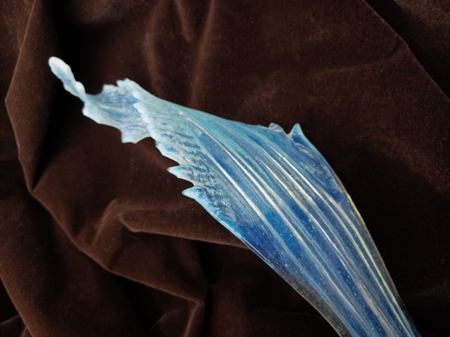 Murano Chandelier Leaf  Milky Blue Antique Glass