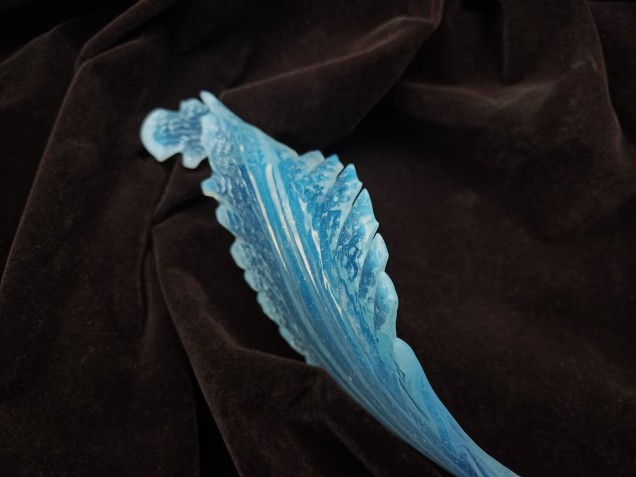 Murano Chandelier Leaf  Milky Blue Antique Glass