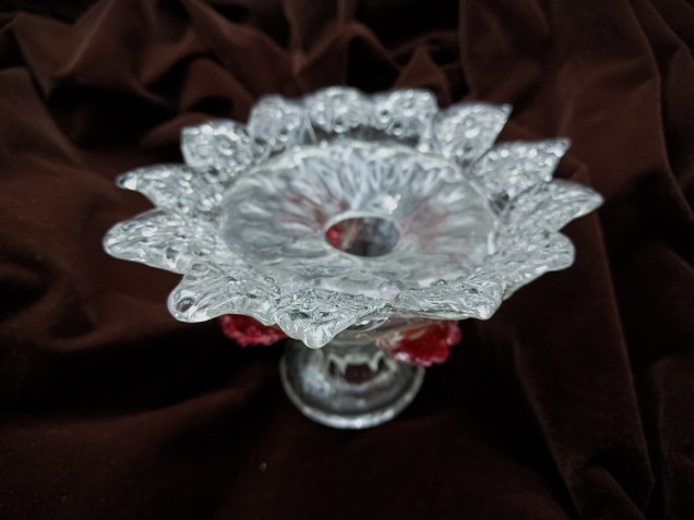 Venetian Chandelier Glass top canopy clear with Red Tips 