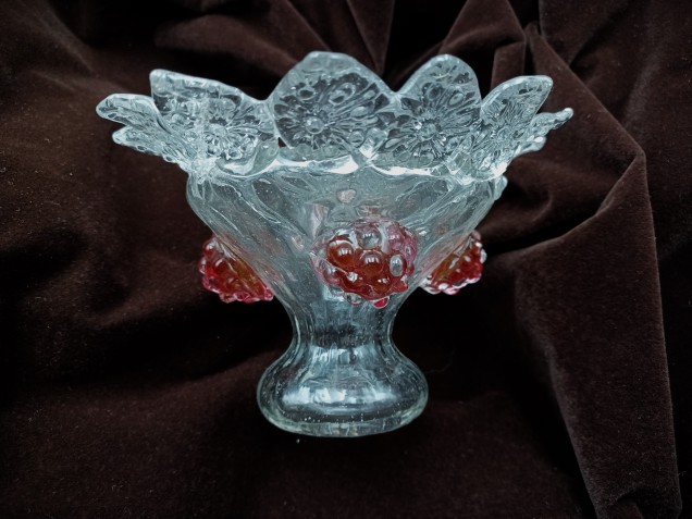 Venetian Chandelier Glass top canopy clear with Red Tips 