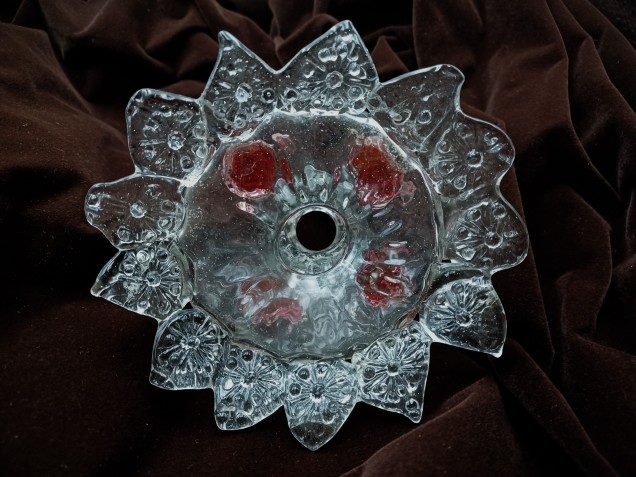 Venetian Chandelier Glass top canopy clear with Red Tips 