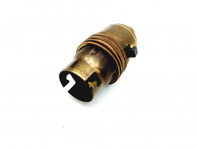 Switched lamp holder BC B22 old Brass half inch base thread