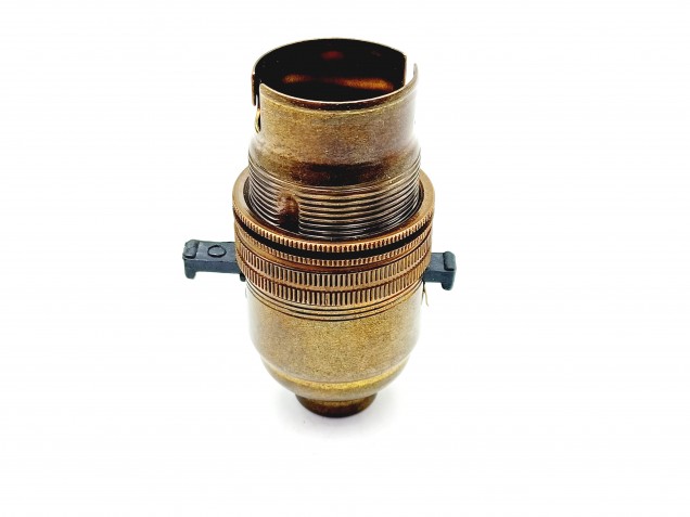 Switched lamp holder BC B22 old Brass half inch base thread