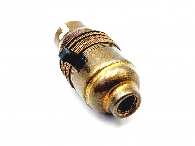 Switched lamp holder BC B22 old Brass half inch base thread