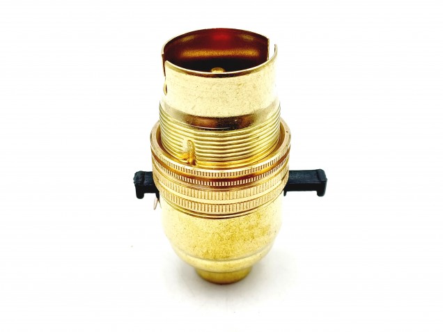 Switched lamp holder B22 Brass plated Finish 10mm base thread