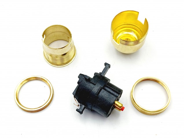 Switched lamp holder B22 Brass plated Finish 10mm base thread