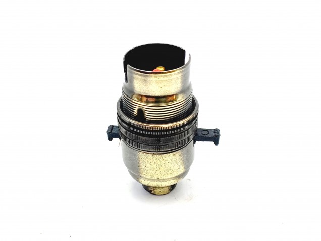 Switched lamp holder BC B22 Brushed Antique finish 10mm base thread