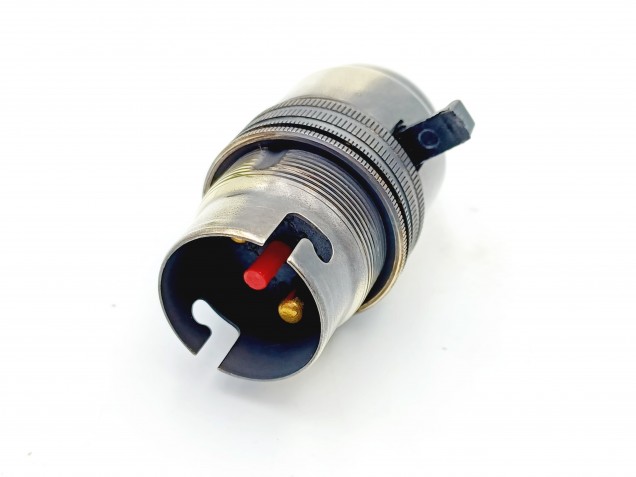 Switched lamp holder BC B22 Brushed Antique finish 10mm base thread