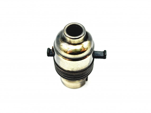 Switched lamp holder BC B22 Brushed Antique finish 10mm base thread