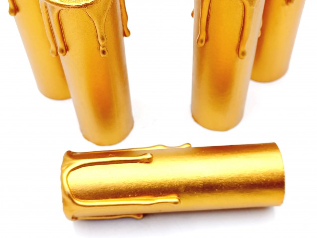 Chandelier Candle Tubes antique gold Card 85mm x 26mm  