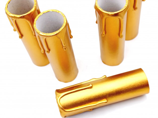 Chandelier Candle Tubes antique gold Card 85mm x 26mm  