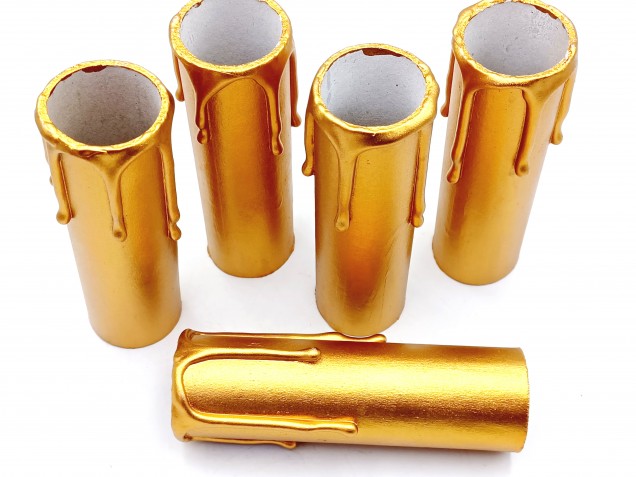 Chandelier Candle Tubes antique gold Card 85mm x 26mm  
