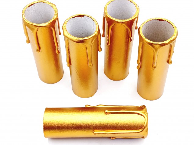 Chandelier Candle Tubes antique gold Card 85mm x 26mm  