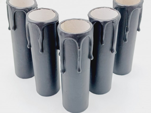Chandelier Candle Tubes black Card 85mm x 26mm 