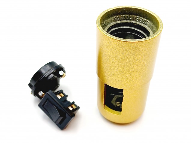 Rocker switch lamp holder E27 gold 