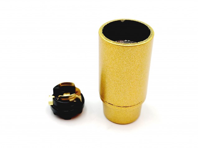 E14 Bakelite lamp holder 3 part plain skirt gold