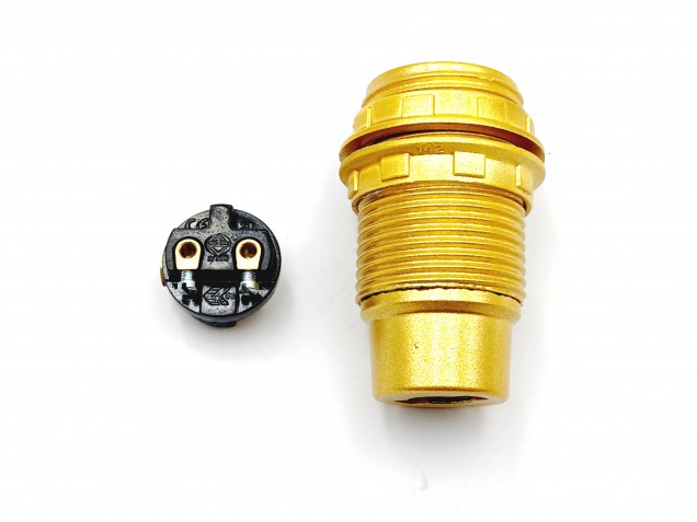 E14 Bakelite Lamp Holder Plus 2 Shade Rings In Gold