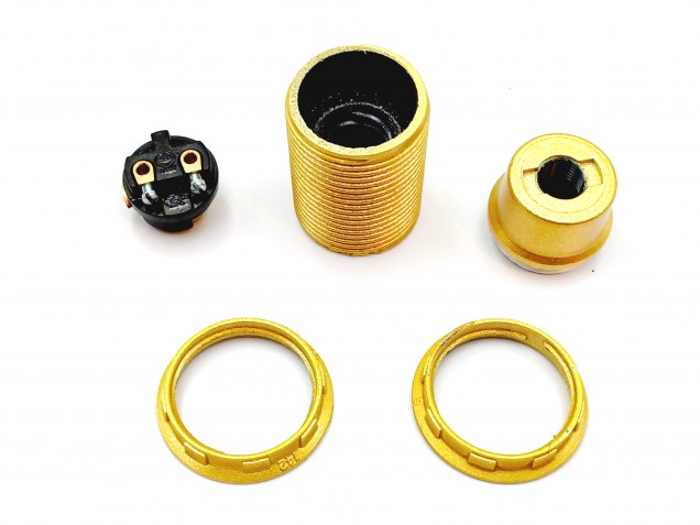 E14 Bakelite Lamp Holder Plus 2 Shade Rings In Gold