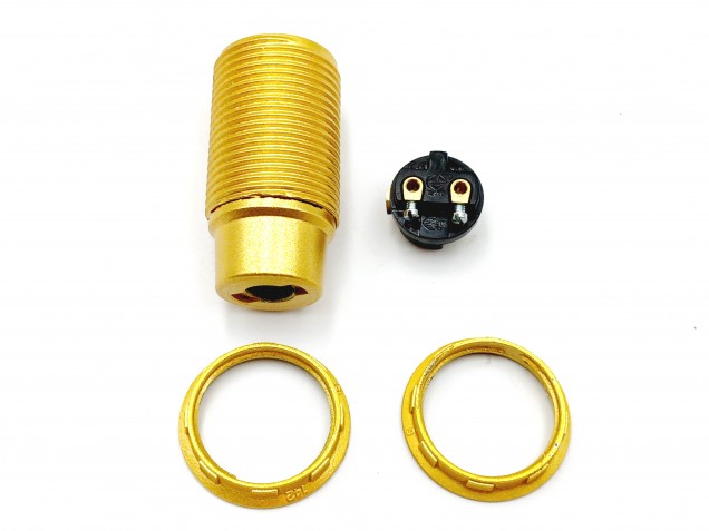 E14 Bakelite Lamp Holder Plus 2 Shade Rings In Gold