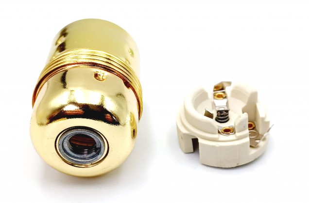ES E27 metal lamp holder plain skirt brass