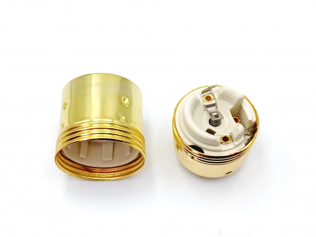 ES E27 metal lamp holder plain skirt brass