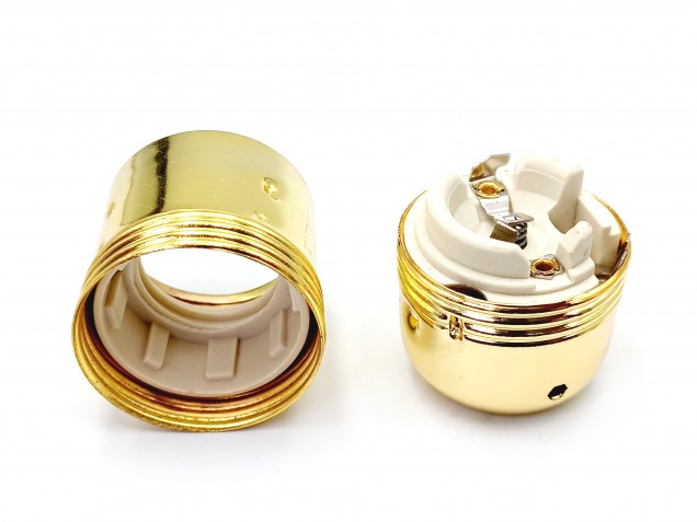 ES E27 metal lamp holder plain skirt brass