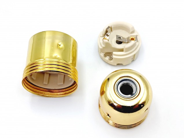 ES E27 metal lamp holder plain skirt brass