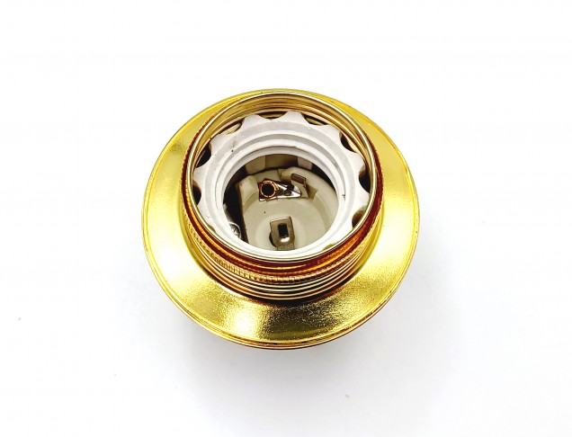 E27 lamp holder threaded skirt plus shade rings in Brass