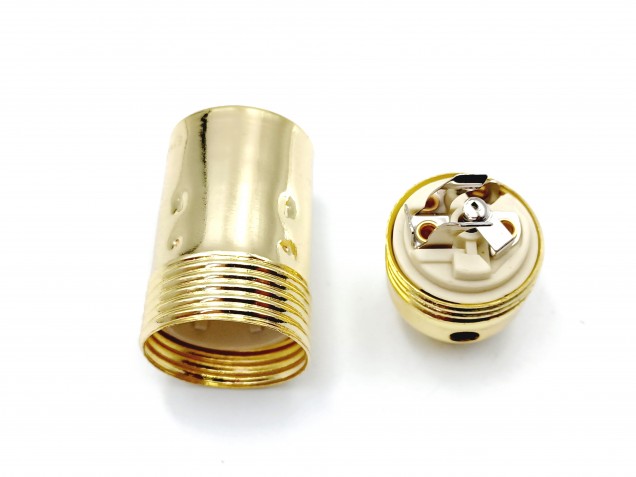 Small Edison screw  E14 lamp holder plain skirt Brass finish