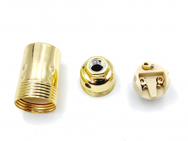 Small Edison screw  E14 lamp holder plain skirt Brass finish