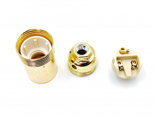 Small Edison screw  E14 lamp holder plain skirt Brass finish