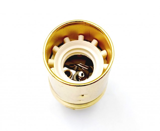 Small Edison screw  E14 lamp holder plain skirt Brass finish
