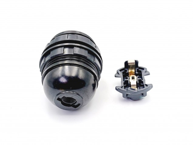 E27 - ES bulb-lamp holder 3 part black threaded skirt