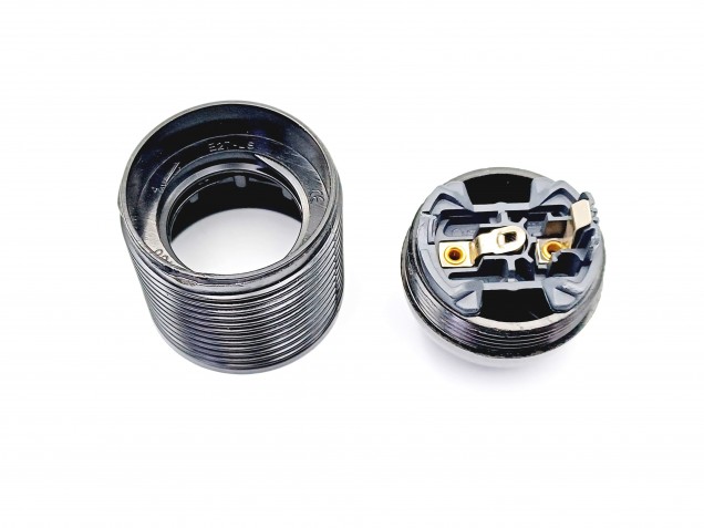 E27 - ES bulb-lamp holder 3 part black threaded skirt