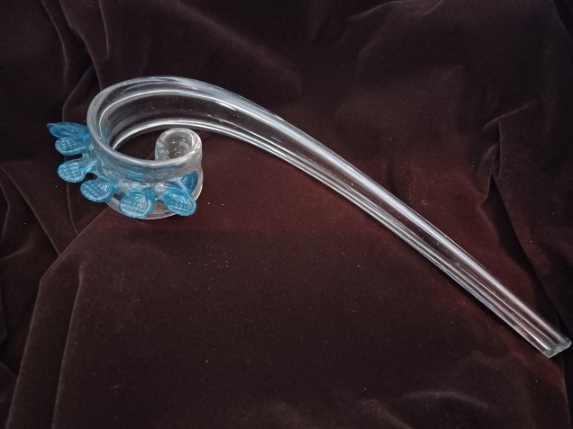 Antique Murano Chandelier Clear and blue Glass Crook