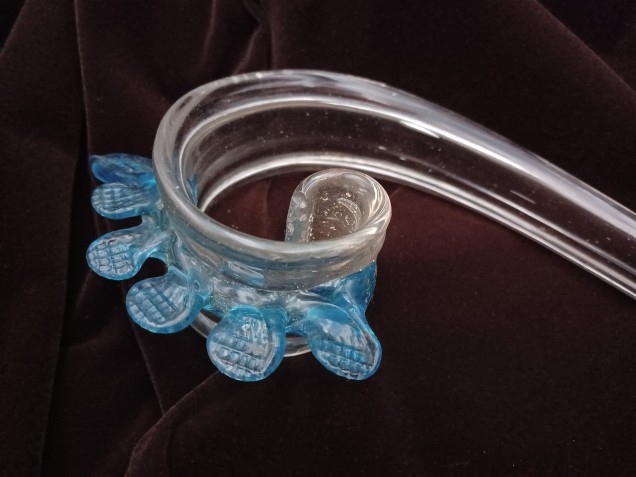 Antique Murano Chandelier Clear and blue Glass Crook